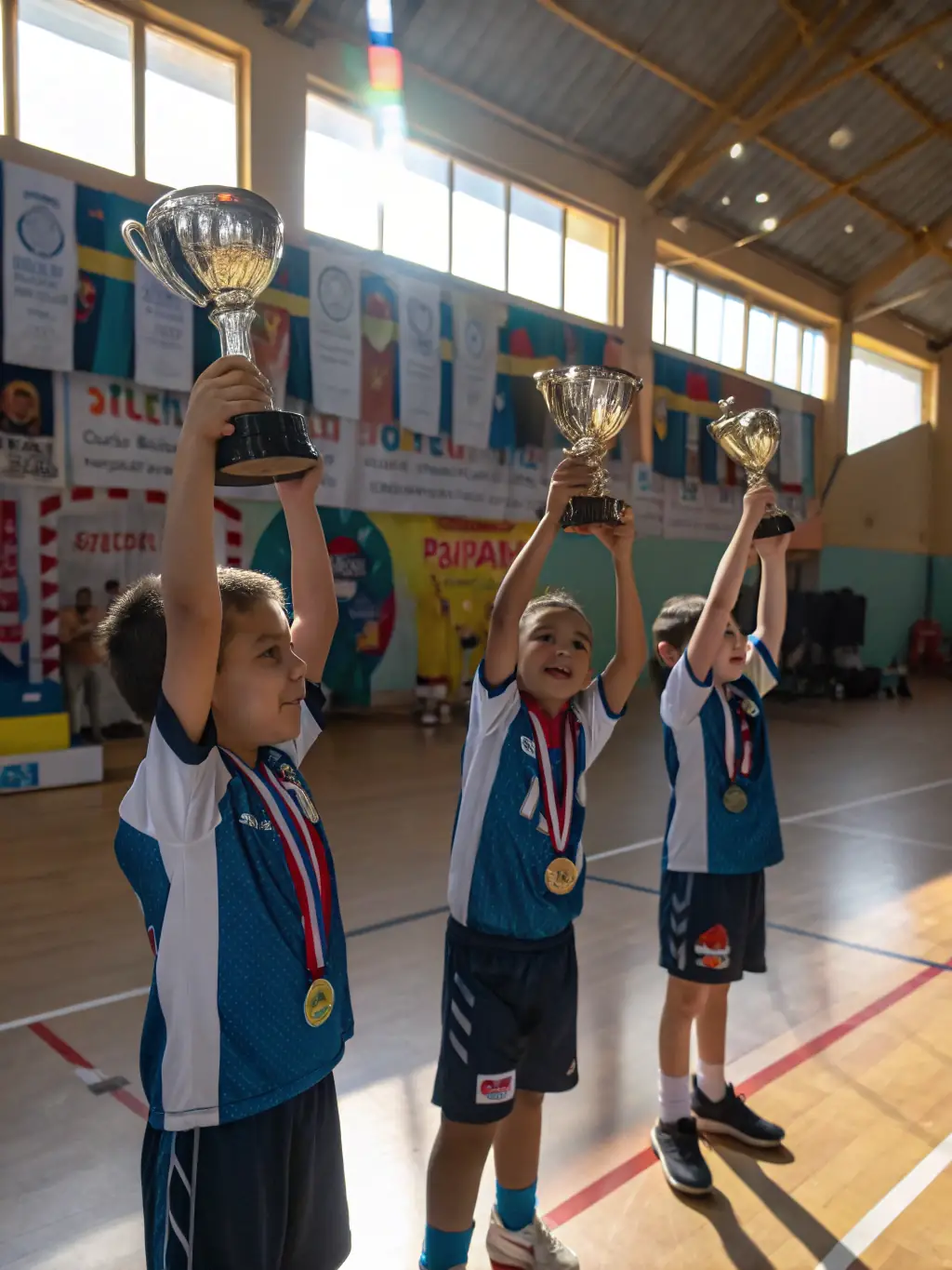 A heartwarming photo of young anglers receiving awards and recognition at a TEAM RIVE 02 event, celebrating their achievements and dedication to the sport.